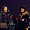 2012年度発表会｜ステージに華を添える、ボーカル科冨田講師とゲストボーカルYさん。リハーサル中のショット。